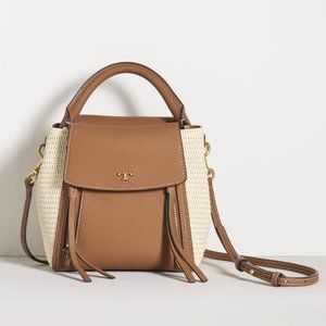 Tory Burch HalfMoon Straw Crossbody Bag
